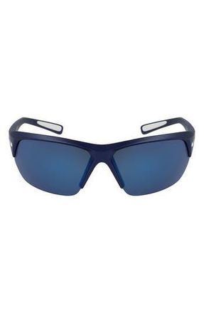 Nike Skylon Ace 69mm Wrap Sunglasses in Matt Obsidian/grey W/blue F at Nordstrom Rack