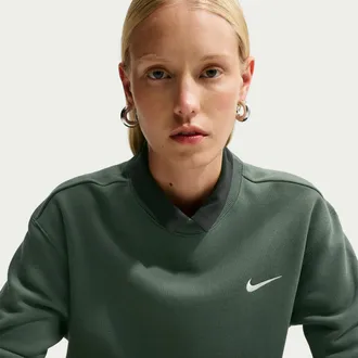 Nike Womens Studio Fleece Medium Weight Crew in Green | IR8293-303