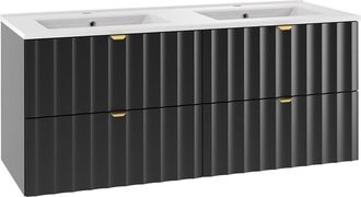 Petits Meubles Mueble doble lavabo encastrado 120cm paneles de melamina y mdf negro