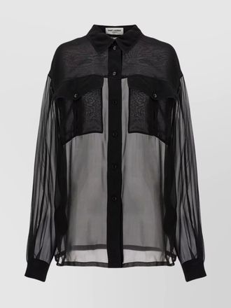 Saint Laurent sheer silk muslin shirt with chest pockets