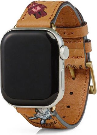 MCM 38-41mm Apple Watch Band in Rabot Visetos in Cognac at Nordstrom