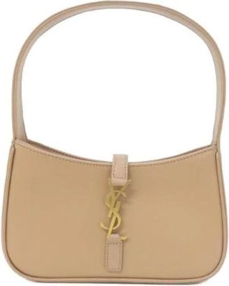 Saint Laurent Pre-owned LE 5 A 7 Mini Calf Shoulder Bag - Dames - Vintage Schoudertas - Beige - ONE Size - Leer - Vintage