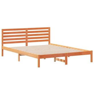 Berkfield Home with Headboard Wax brown 160 x 220 cm Solid pine wood