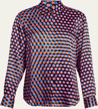 Dries Van Noten Chowy Dotted Silk Button-Front Shirt