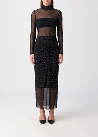 Liu Jo Midi Sheath Dress in Jersey with Rhinestones and Draped Waist