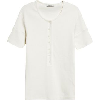 Christophe Lemaire Fitted Cotton & Linen Blend Rib Henley in Milk at Nordstrom, Size X-Small