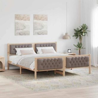 Berkfield Home Bed Frame with Headboard Taupe 180 x 200 cm Solid Pine Wood