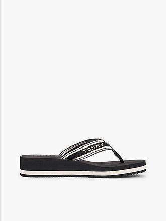 Tommy Hilfiger Webbing Strap Signature Wedge Flip-Flops