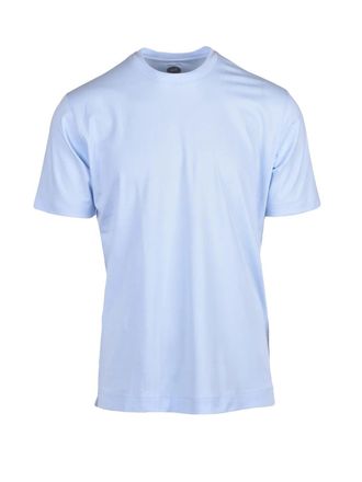 Mazzarelli Light Blue Cotton Stretch T-Shirt With Classic Crew Neck