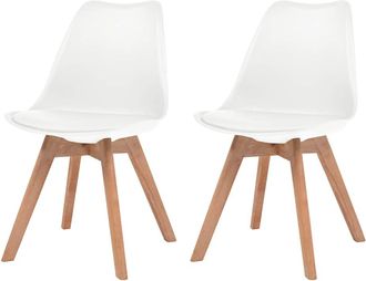 vidaXL Sillas De Comedor 2 Unidades Pl&aacute;stico Blanco Vidaxl