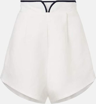 Adriana Degreas Bicolor linen-blend Bermuda shorts