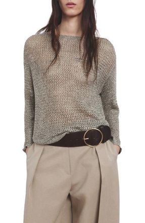 Mango Luli Jersey Open Stitch Sweater in Khaki Green at Nordstrom, Size X-Small