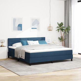 vidaXL Box Spring Bed with Mattress with LED Blue 180 x 200 cm Fabric vidaXL