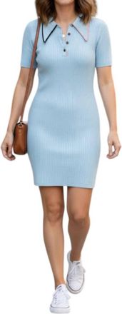 JoosTricot Short Sleeve Mini Polo Dress In Crystal Bay