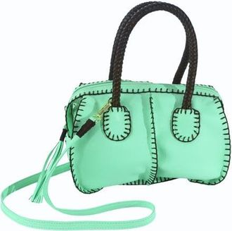 Carlos Falchi Mini Barrel Top Grain Leather Bag in Lime at Nordstrom