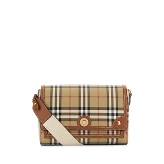 Burberry Note Crossbody Bag In Briar Brown Cotton Blend
