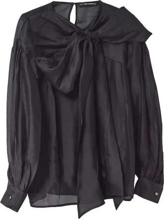 Karl Lagerfeld Avond Metallic Blouse - Dames - Blouses - Zwart - M - Polyester - Overhemden