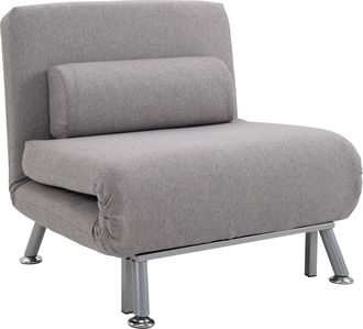 HOMCOM Linen Upholstered Elevated Single Sofa Bed Grey - Home Living | TJ Hughes