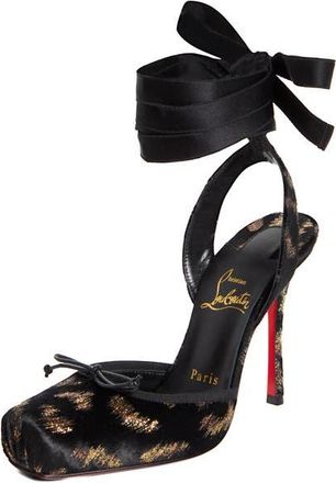 Christian Louboutin Cassia Ankle Tie Pump in Black Copper at Nordstrom, Size 10.5Us