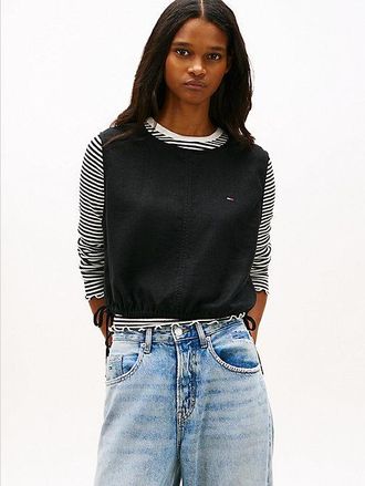 Tommy Hilfiger Side Tie Linen Blend Sleeveless Blouse