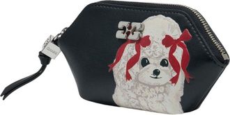 Ganni Womens Coin Purse Black Lambskin