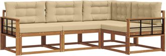 vidaXL Conjunto De Sof&aacute;s De Exterior 4 Uds. Natural Y Beige Vidaxl