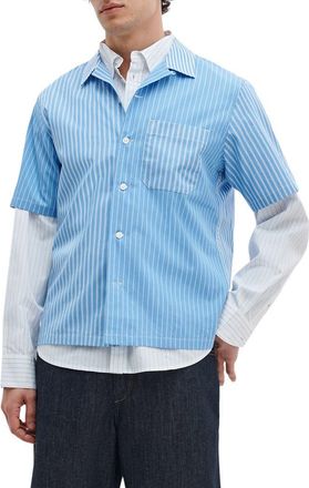 Rag & Bone Avery Stripe Camp Shirt in Blue Multi Stripe at Nordstrom, Size Xx-Large