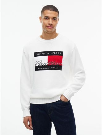 Tommy Hilfiger Mens Tommy x Cadillac F1 Team Flag Sweater - White - XXL