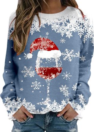 Generic Xmas Jumpers for Women UK Christmas Jumpers for Women Crewneck Ladies Christmas Tops Funny Graphic Snowman Xmas Sweatshirts Casual Loose Pullover Tops
