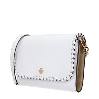 Tory Burch Womens Whipstitched Leather Clutch White