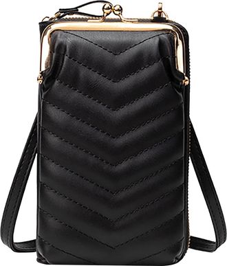 Generic Korean Version Of One Shoulder Small Bag Fashion Messenger Bag New Type Womens Touchscreen Mobile Phone Bag One Shoulder Bag (Black, One Size)