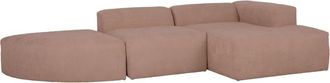 Deco Wood Sofá 5/6 plazas 3 módulos curvo y chaise longue der bouclé rosa