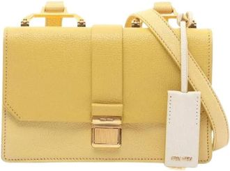 Miu Miu Pre-owned Madras Leren Schoudertas - Dames - Vintage Schoudertas - Geel - ONE Size - Leer - Vintage