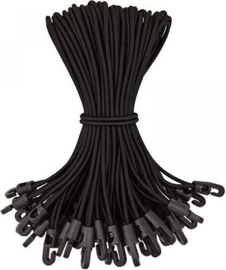 OEM Paquete De 50 Cuerdas El&aacute;sticas Tipo Bungee, 25 Cm - Caucho De Alta Calidad - Ganchos De Pl&aacute;stico - Resistente A La Intemperie Y A La Corrosi&oacute;n