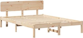 vidaXL Bed Frame with Headboard Natural 160 x 200 cm Solid pine wood Vidaxl