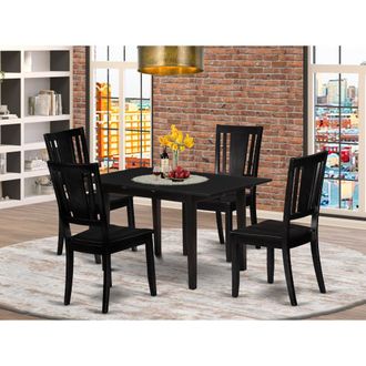 East West Furniture Dining Table- Dining Chairs, NODU5-BLK-W