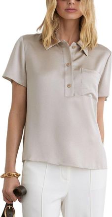 Reiss Polly Silk Half Button Short Sleeve Shirt