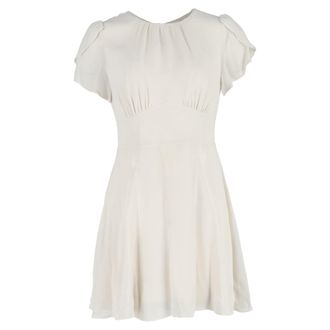 Reformation Tulip Sleeve Mini Dress in White Viscose