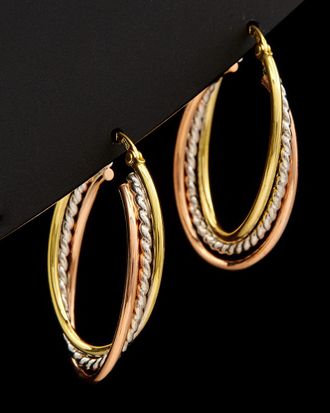 Italian Gold, Inc 14K Tri-Tone Italian Gold Overlapping Triple Oval Hoops