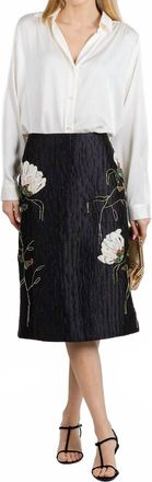 SIMKHAI Arla Floral Jacquard Midi Skirt In Black
