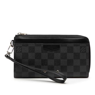 Louis Vuitton Pre-owned Womens Damier Graphite Dragonne Zippy Long Wallet - Black Textile - One Size