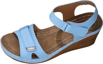 Generic Ladies Wedge Sandals Breathable Casual Womens Sandals Open Toe Stylish Solid Color Versatile Comfortable Lightweight Strappy Sandal Summer Beach