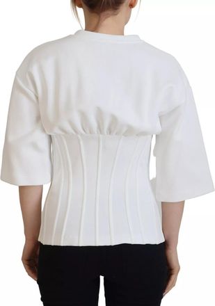 Dolce & Gabbana Womens White Cotton Corset Stretch Top T-Shirt