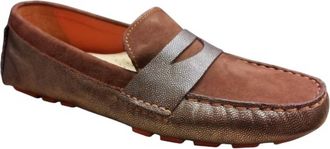 Cole Haan Womens Drivers Moccasins In Sequoia Metallic