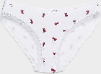 Miiyu Womens Scalloped lace-trim bikini panty Organic cotton