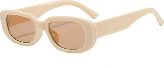 Generic Small Frame Mens Driving Sunglasses Outdoor Womens Vacation Decorative Sun Glasses(Beige)