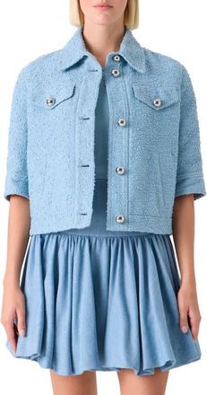 Akris Cotton Blend Boucl&eacute; Jacket in Sky Blue at Nordstrom, Size 10