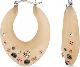Gold & Honey Womens Small Marquise Confetti Hoop Earrings In Champagne