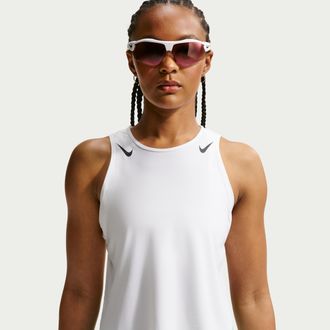 Nike Womens AeroSwift Dri-FIT ADV Cropped Running Tank Top in Orange | FN2713-852
