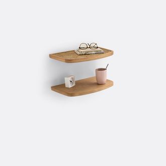 La Redoute Interieurs Set van 2 wandplanken eik en rotan, Buisseau